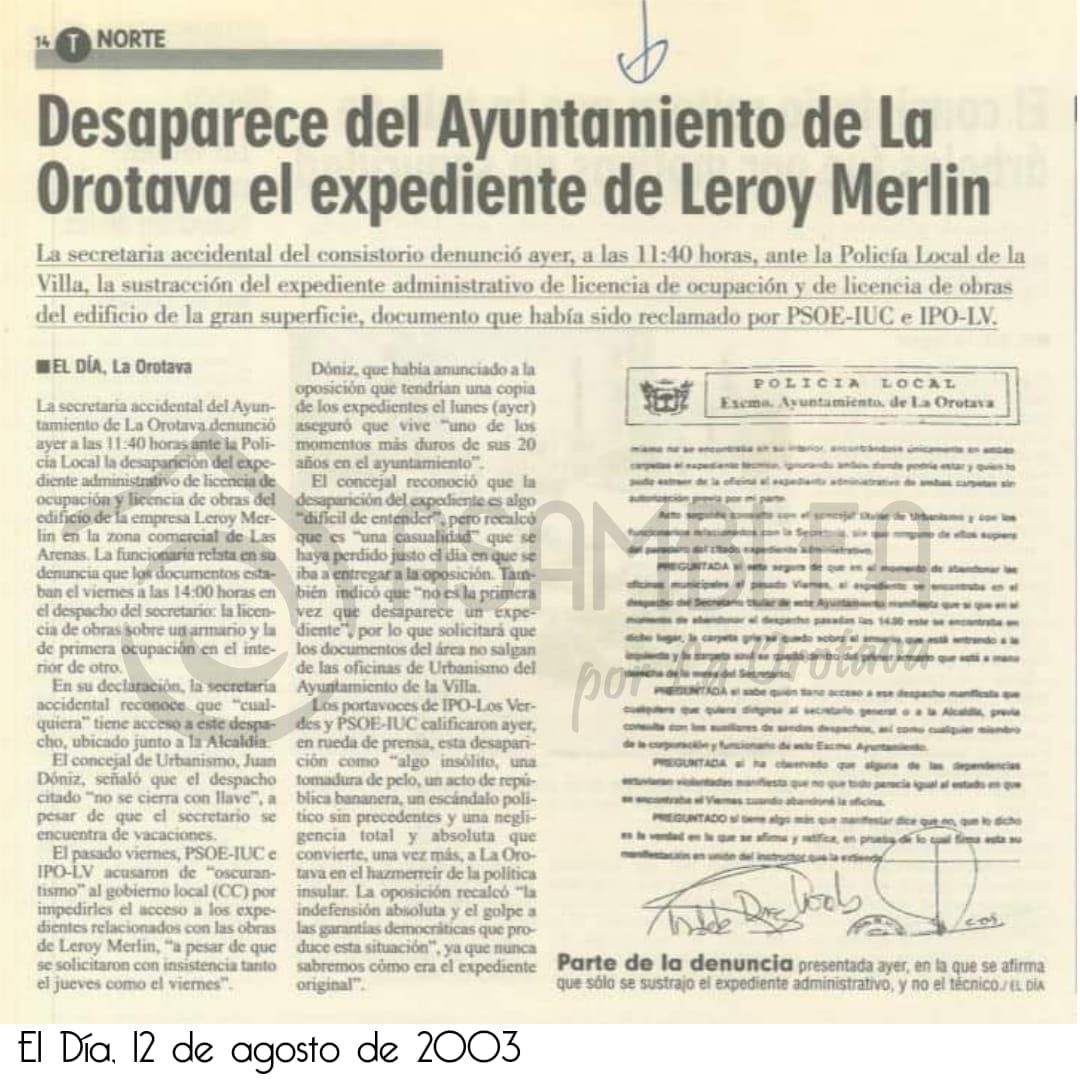 Recorte extraído de la hemeroteca de la Coordinadora El Rincón
