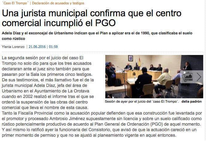 Adela Díaz, la actual Secretaria accidental municipal, es sustitución de Juan Carlos de Tomás, fue una testigo del “Caso El Trompo”
