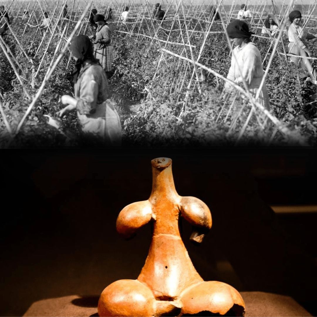 Mujeres en la tomatera e ídolo de Tara